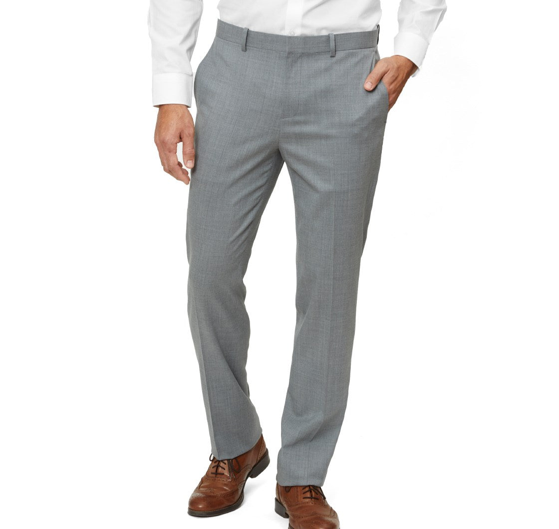 Light Grey Dress Pants Solid Wool | Tie Bar